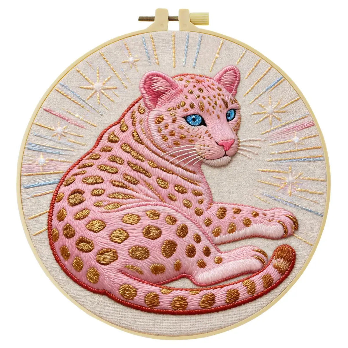 1 Stück 20X20CM/15X15CM 7,87/6,3 Zoll Pink Panther Stickerei-Starter-Kit DIY-Kit DIY-Stickerei-Set Handarbeiten Nähkunst – Detail 2