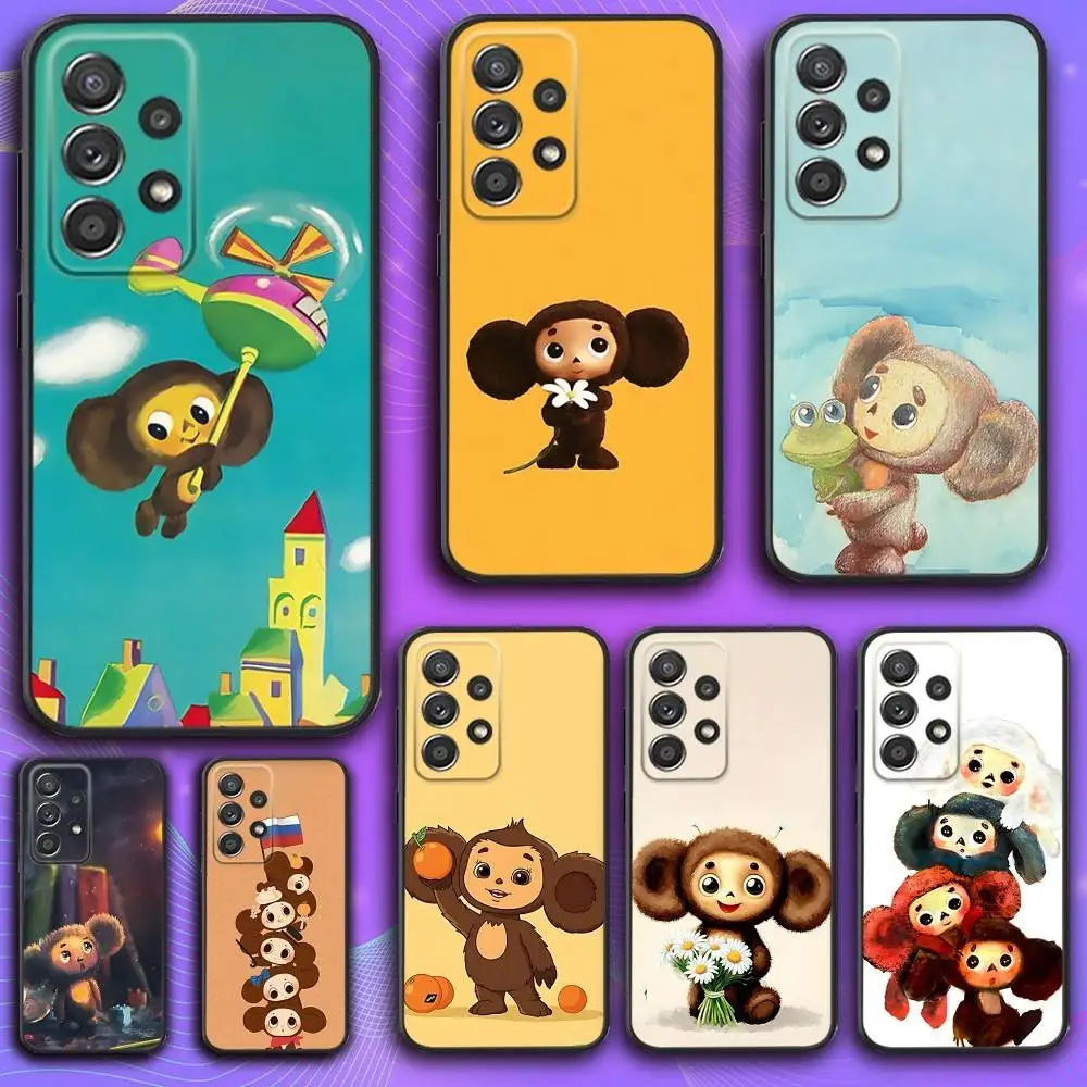 

Russia Cute C-Cheburashkas Phone Case For Samsung S 25,24,23,22,30,21,10,9,Ultra,Plus,Lite,FE,4,5 G Soft Black Case