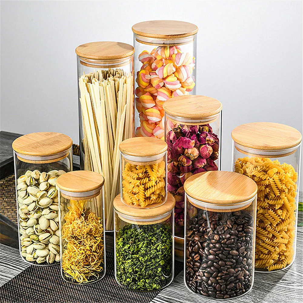 

1PC Glass Packing Bottle Clear Empty Seal Bottle Round Bucket Storage Biscuit Jar Food Grade Sealed Cans Tank Kitchen Containers