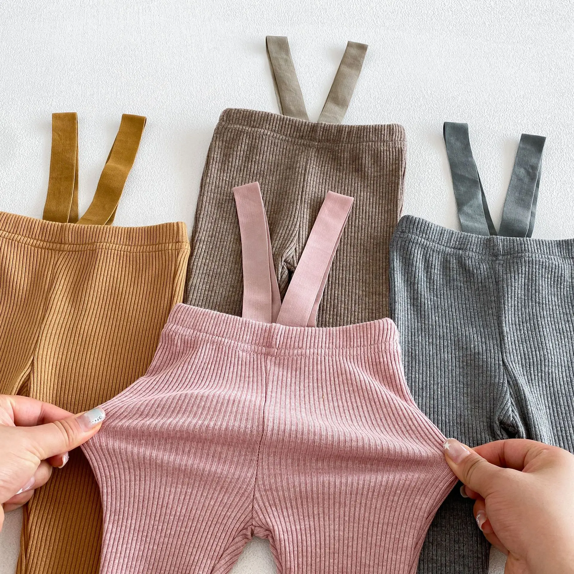 2026 Autumn New Baby Cotton Overalls Solid Girls Strap Trousers Toddler Boys Casual Pants Newborn Leggings Infant Clothes