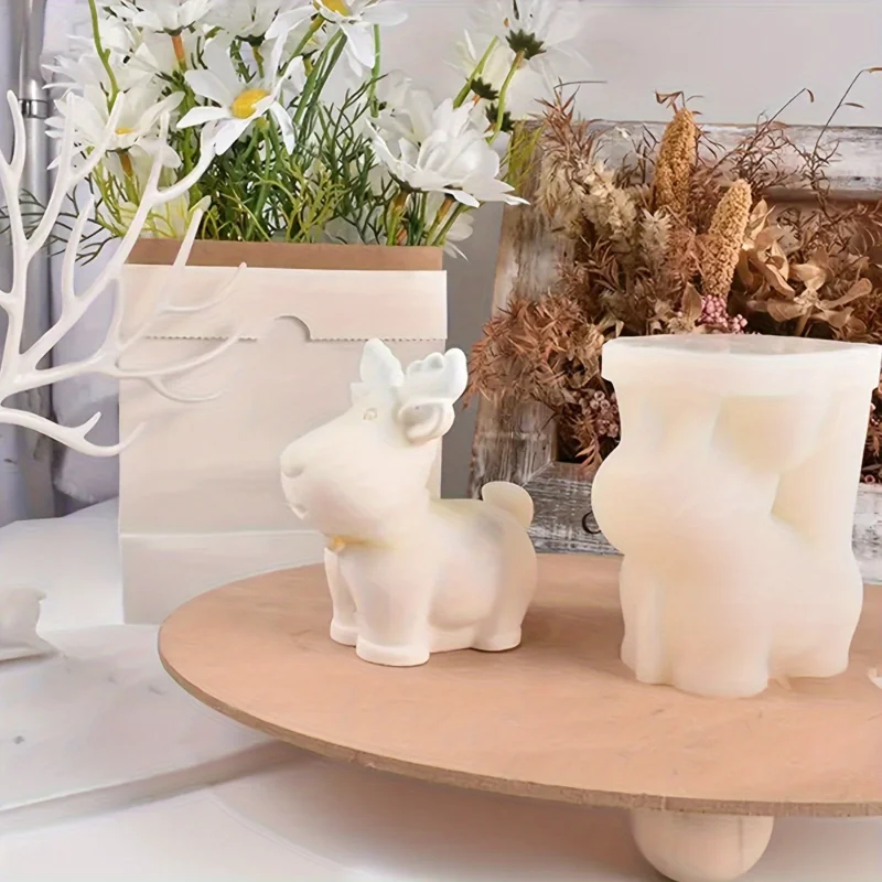 1Pc Christmas Reindeer Silicone Mold - Durable, Easy-Clean Candle Making Mold for Holiday Decorations Supplies For Making Candle