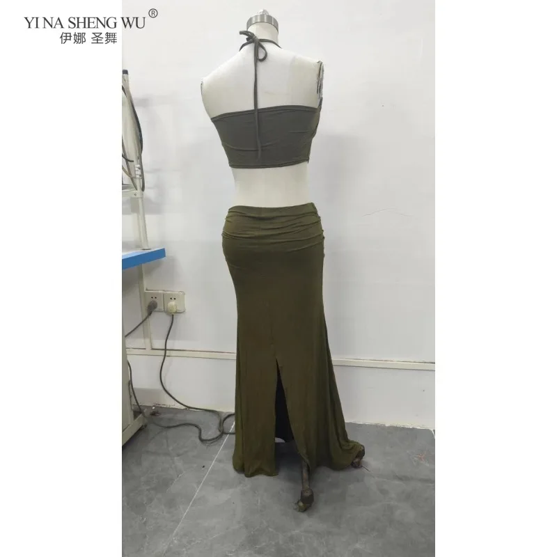 Women's Belly Dance Performance Costume Modal Camisole Tank Top Split Skirt Practice Outfit Oriental Dancewear For Female Dancer