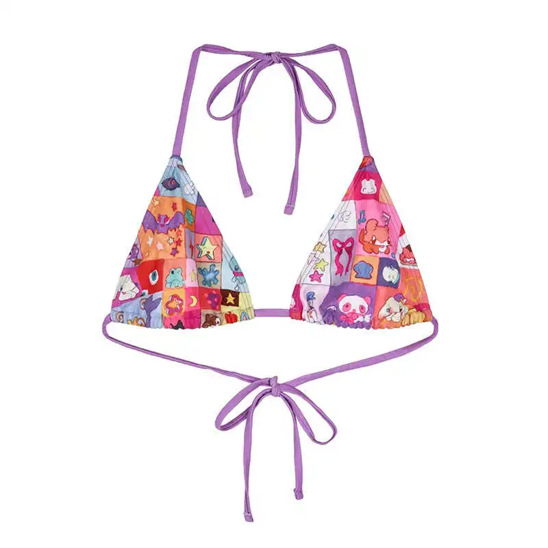 Cute KT Bikini Japanese Style Cartoon Swimwear Sexy Gathered Small Chest Thermal Spring Beach Vacation Two-Piece Swimsuit - Image 2