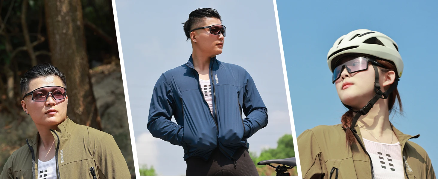 WOSAWE Unisex Fahrradjacke Wasserabweisend Leichtgewicht Herren Windbreaker Doppelreißverschluss YKK Reflektierend – Detail 32