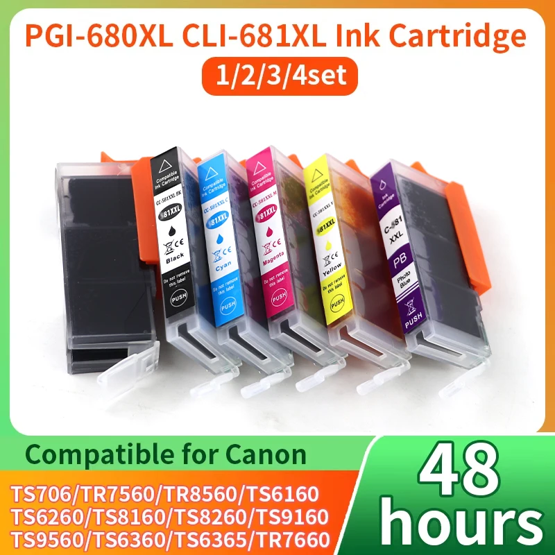 PGI680 PGI-680 CLI681 ink Cartridge PGI-680XXL CLI-681XXL Compatible For Canon TR8560 TS6160 TS6260 TS9560 TS706 TR7560 printer