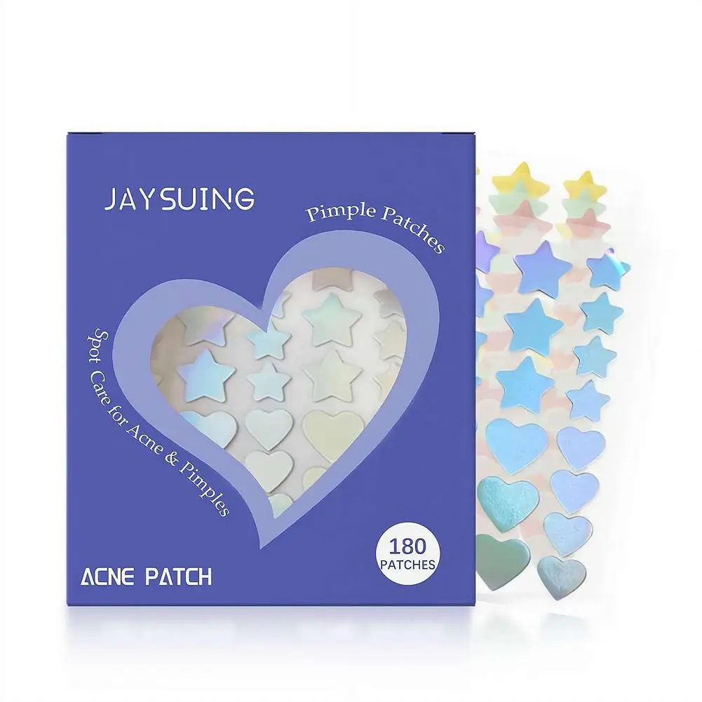

180 Pcs Heart Shaped Acne Patches, Hydrocolloid Invisible Pimple Sticker for Face, Blackhead & Clogged Pores Care, Party Makeup