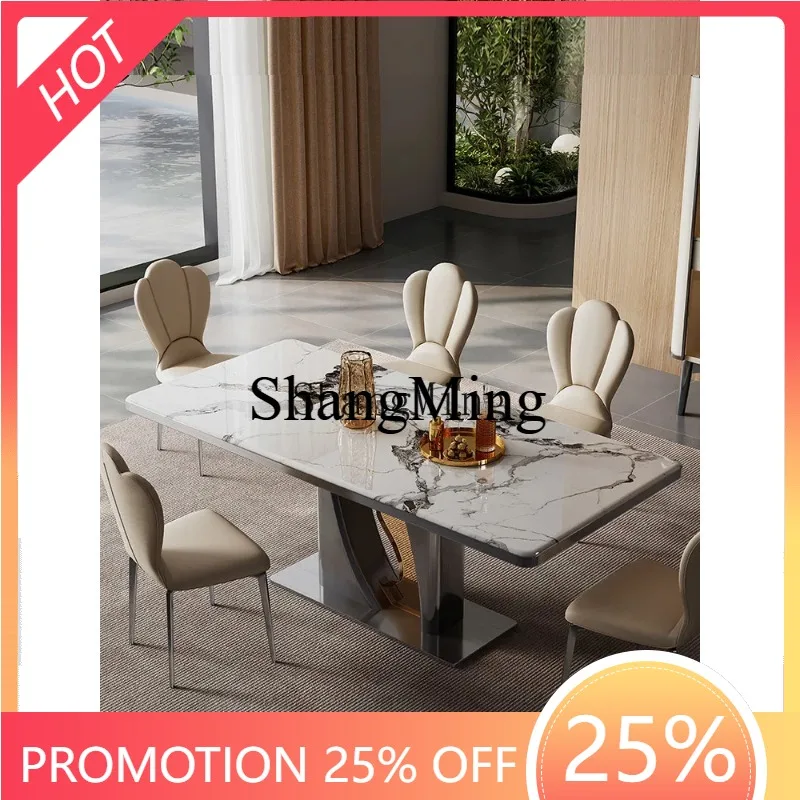 CL microcrystalline stone rectangular marble high-grade light luxury rock slab dining table