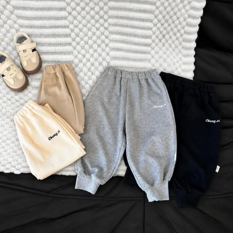 2026 Autumn New Children Casual Pants Boys Loose Trousers Baby Girls Letter Print Harem Pants Cotton Kids Toddler Clothes