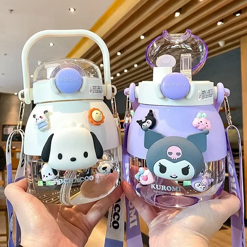 

Sanrio Kuromi My Melody Thermos Cup 316 Large Capacity Portable Cute Three-dimensional Push Type Leak Proof Folding Straw New