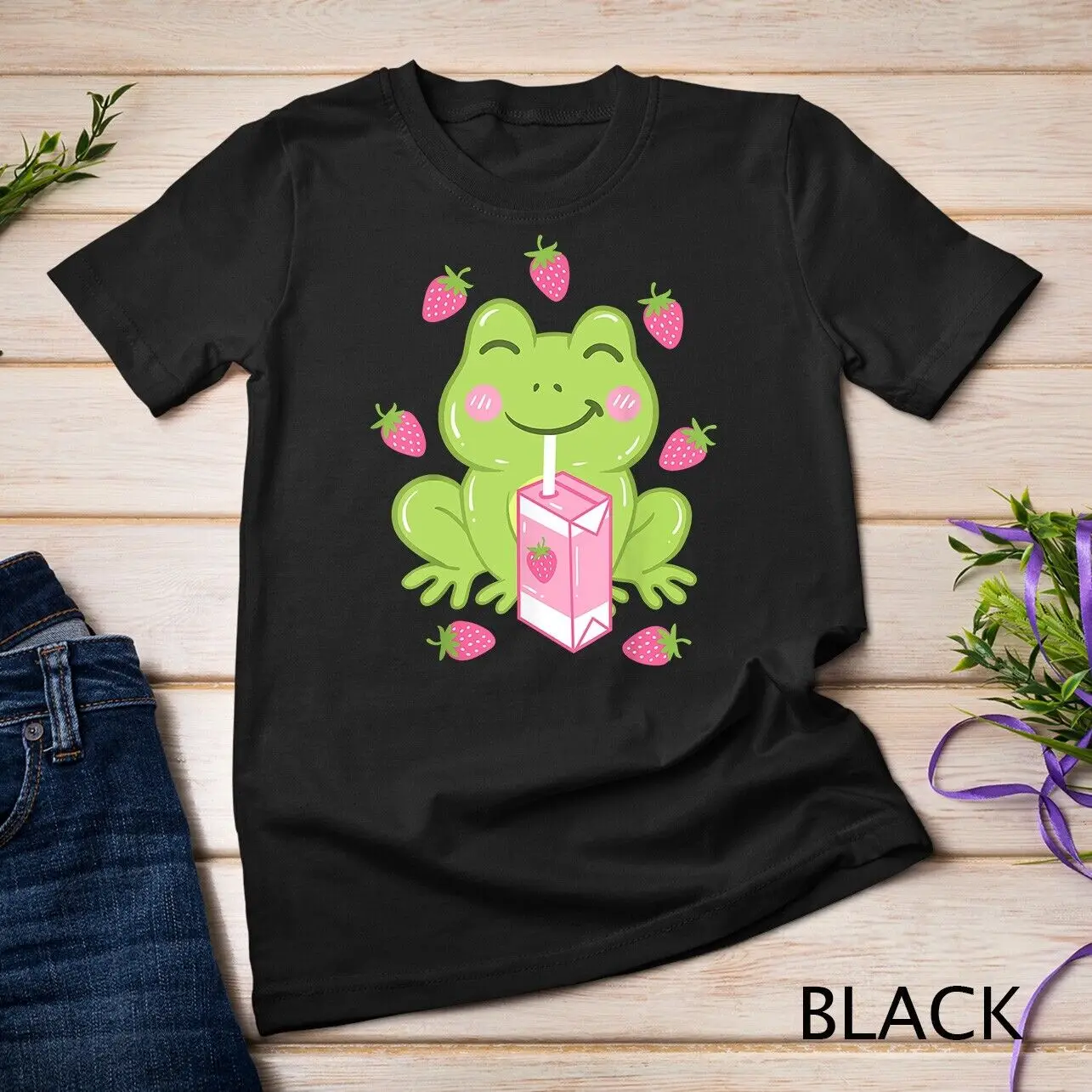 Strawberry Milk Frog Japanese Kawaii Unisex T-shirt