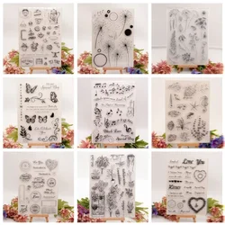 Clear Stamps, Heart Flower Transparent Rubber Seal Stamps for Card Making Decoration DIY Scrapbooking Album Crafting Supplies