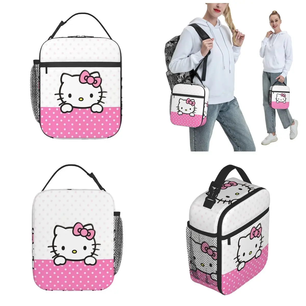 Borsa termica per il pranzo con isolamento grafico Hello Kitty Contenitore per pasti ad alta capacità Tote Lunch Box Food Bag Work Outdoor