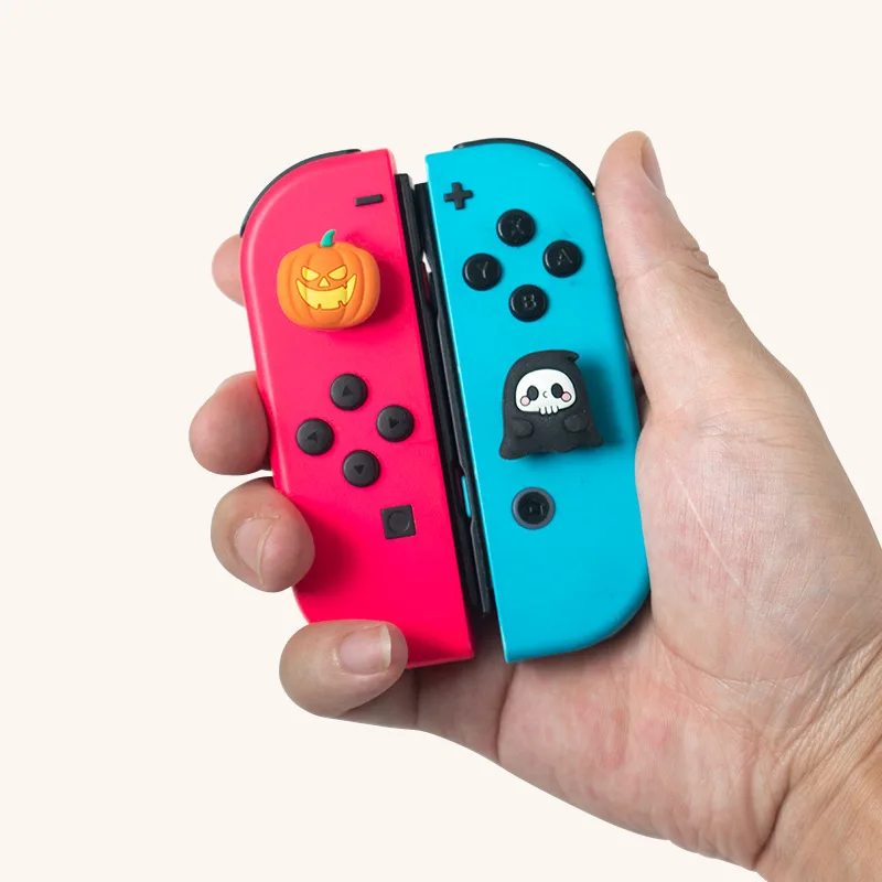 Halloween Pumpkin Ghost Glow Silicone Soft Thumb Stick Grip Cap, Capa Protetora Joystick para Interruptor, Oled NS Lite Joy-con Case