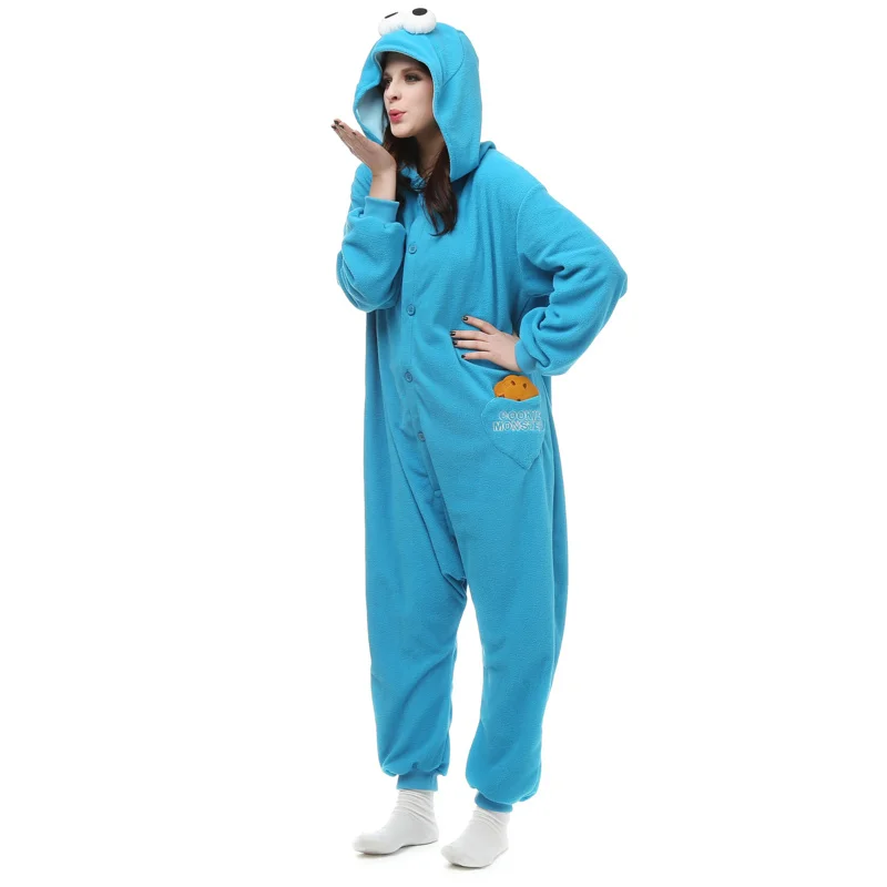 HKSNG New Animal Adult Elmo Sesame Cookie Kigurumi Pajamas Monsters Family Party Fleece Onesies Cosplay Costumes For Women Men