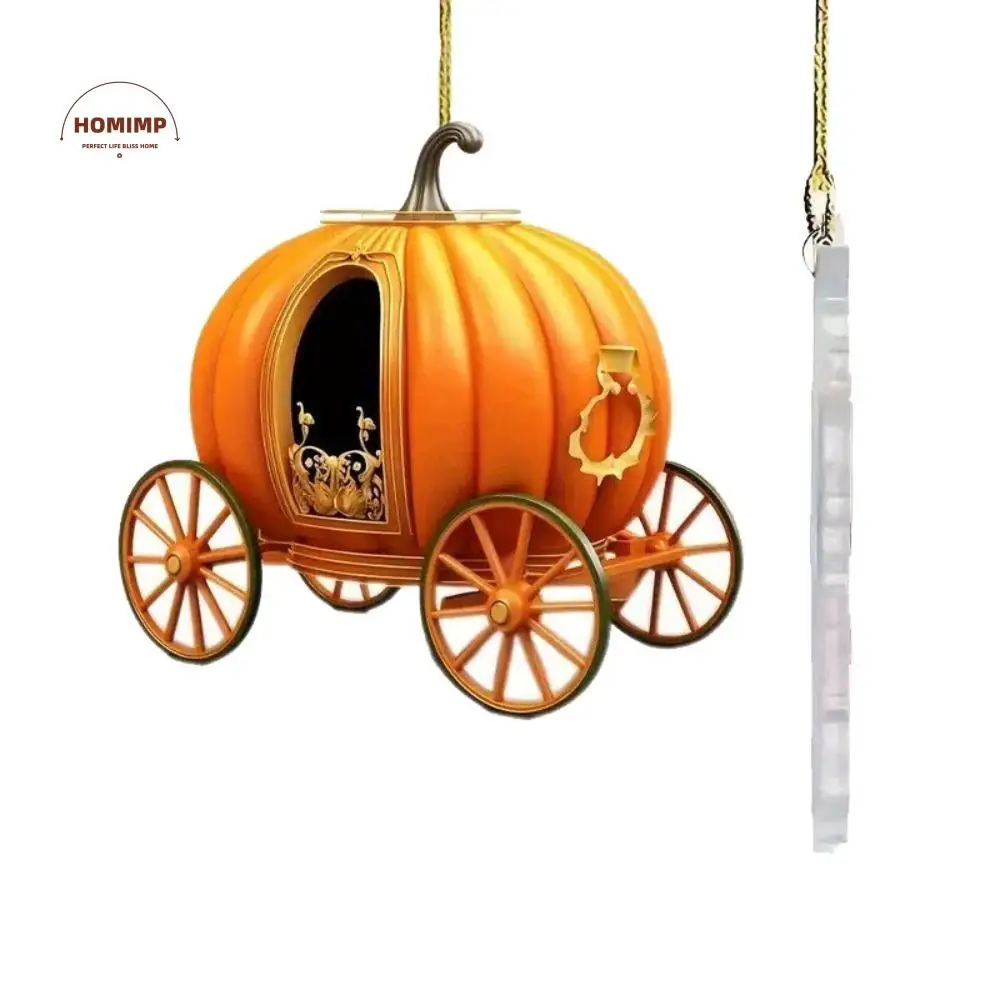 

6pcs Acrylic Pumpkin Carriage Halloween Pendant Lovely Multifunctional Car Pendant Artificial Funny Christmas Keychain Gift