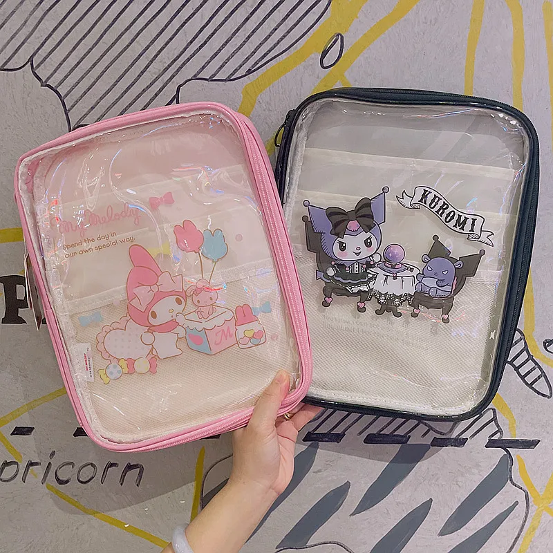 New Cosmetic Bag Transparent Pencil Case Hellokittys Transparent Wash Bag My Melody Portable Hangyodon Coin Purse Makeup Bags