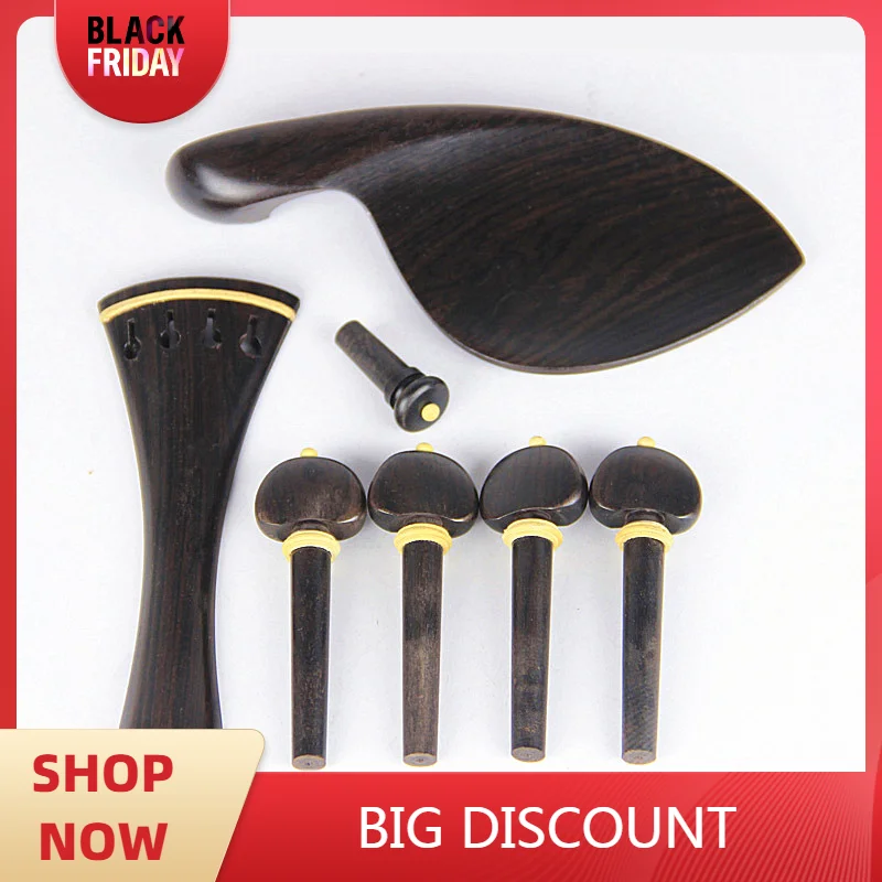 

1 Full Set Natural Ebony 4/4 Violin Parts Violino Fittings Accessories 4 Pegs 1 Tailpiece 1 Chinrest 1 Endpin