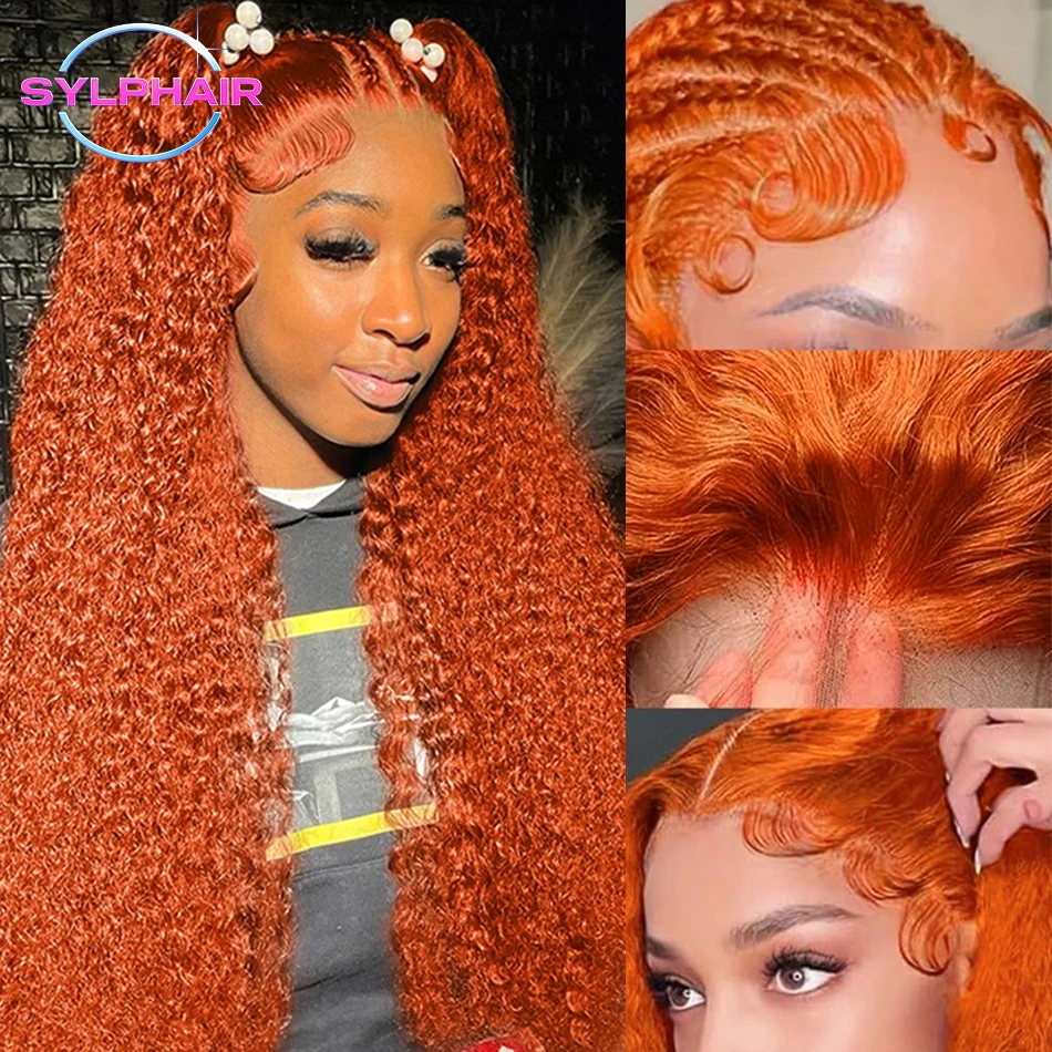 

13x4 Water Wave Оранжевый Рыжий Парик Фронта Шнурка Человеческие Волосы 30 38 дюймов 13x6 Глубокая Волна Парики Фронта Шнурка Оранжевый Вьющийся Парик Человеческих Волос