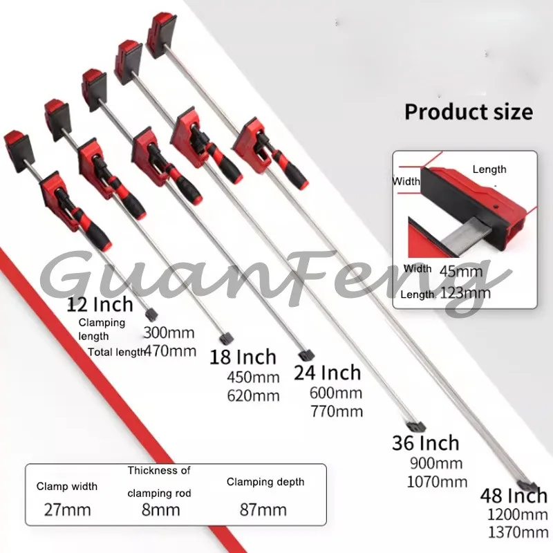 Quick Clamp, Parallel Rod Clamp, Heavy Duty 12-48 Adjustable Woodworking Clamp for Wood Glue, Cabinet Assembly