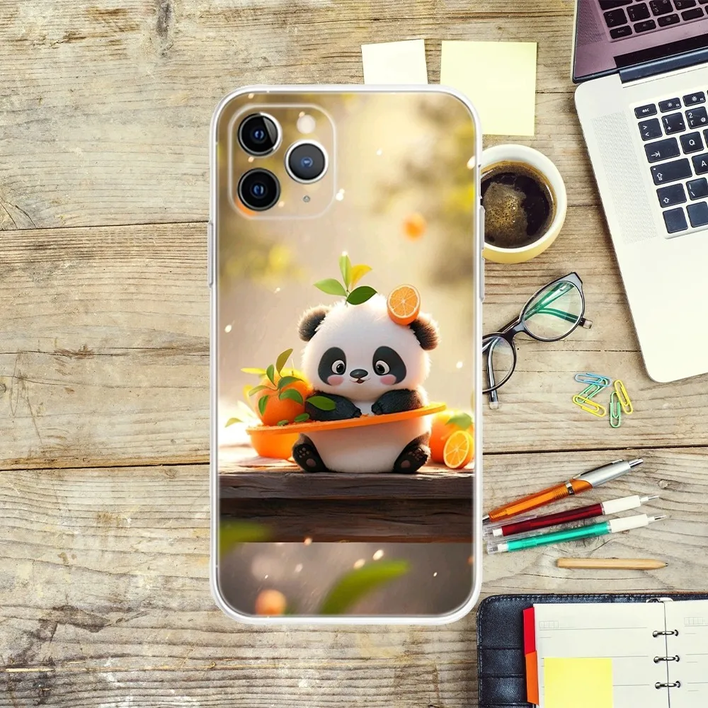 Cute Panda Phone Case For iPhone Apple 15,14,13,12,Mini,11,Pro,Max,Plus,X,XR,XS,8,SE,2020,Plus Transparent Cover