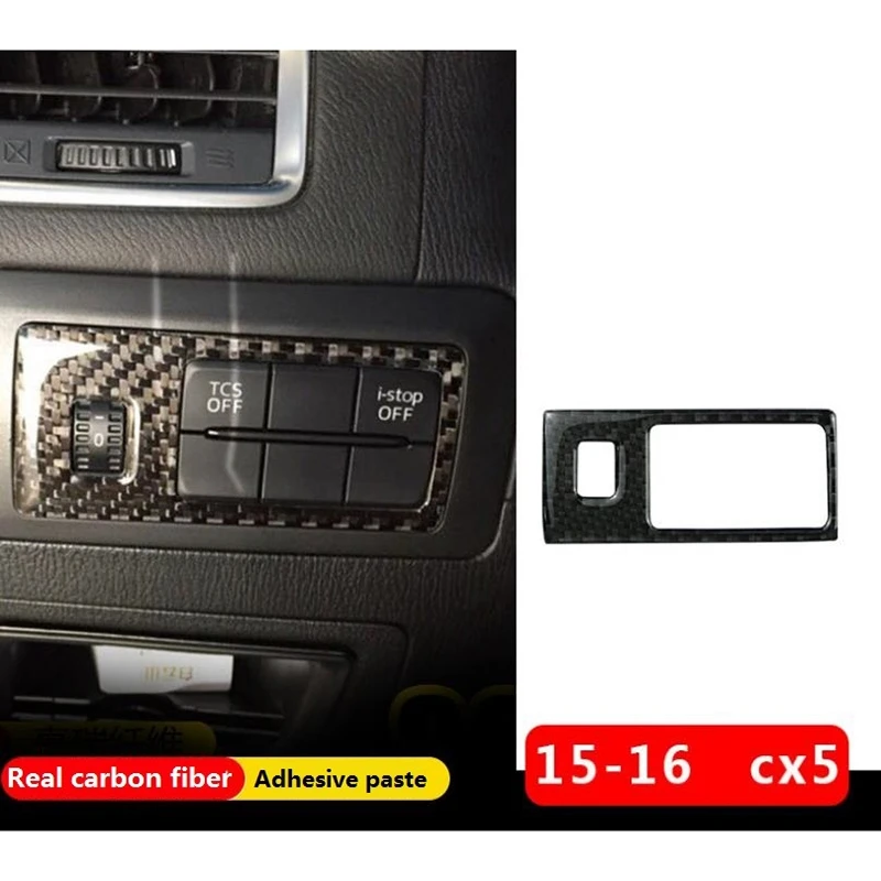 For Mazda CX5 CX-5 2015 2016 Carbon Fiber Headlight Adjustment Switch Cover Trim Decor Car Accessories,with Holes