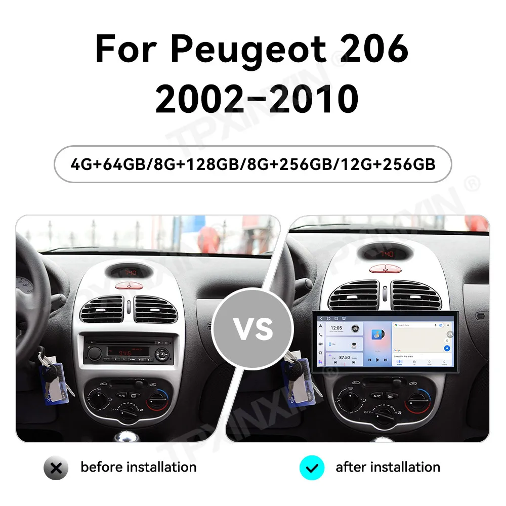 15.8 Inch Screen Car Radio For Peugeot 206 2002-2010 Android Auto GPS Navigation Multimedia Video Stereo Receiver Head Unit