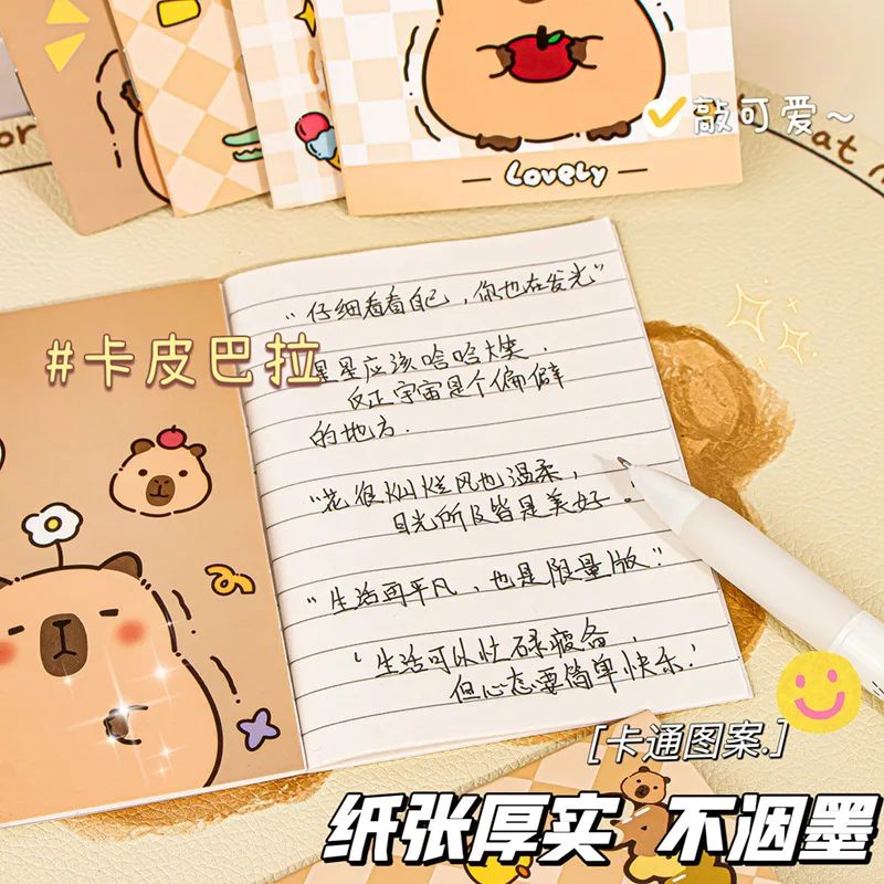 32P/10 Books Cute Capybara Kids Small Book Cartoon Portable Notepad Soft Copy Pocket Book Mini notebook Student Stationery Gifts