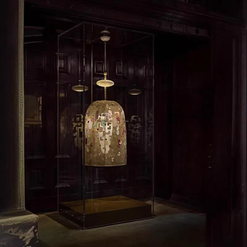 

Classical Oriental Lantern Hotel Lobby Dining Table Chandelier Handmade Embroidery Art Light