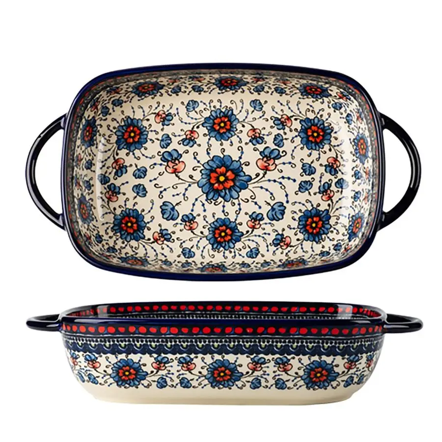 

Стильные керамические формы для выпечки, керамическая кастрюля, противень для выпечки, противень для лазаньи, противень с ручками для приготовления пищи в духовке, кухни, 1 шт., La