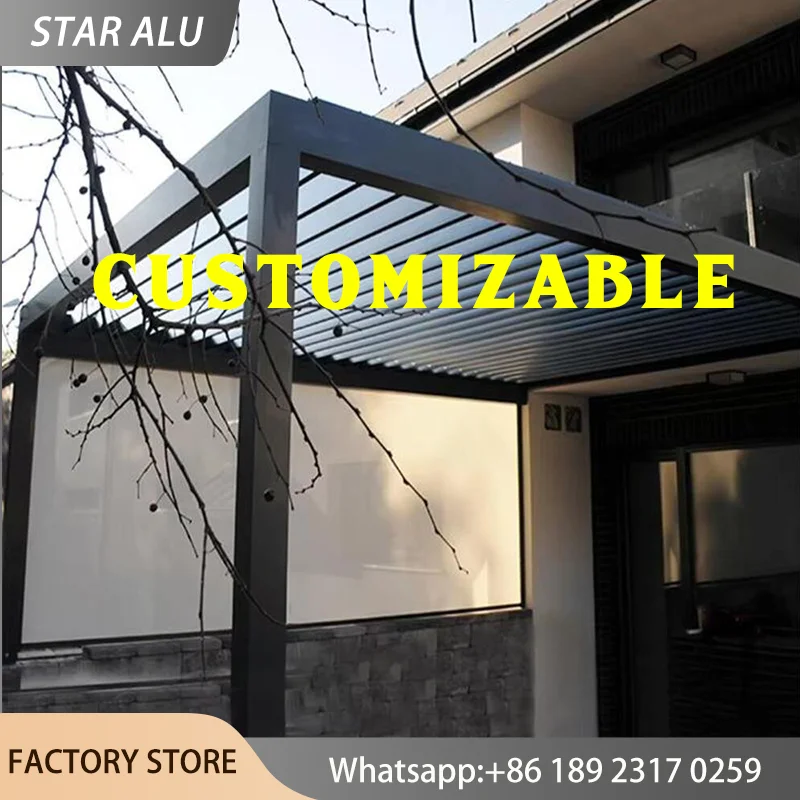 Backyard Oasis Aluminum Pergola Gazebo Louvered Roof Canopy Heavy Duty Outdoor Patio Shelter Waterproof Sun Shade Garden Awning