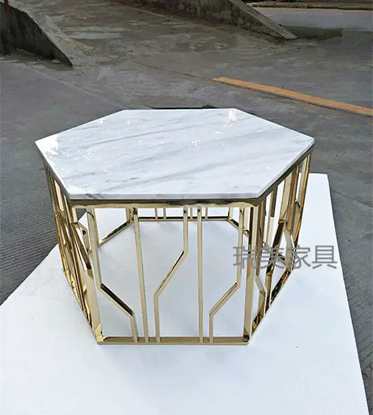 Personalized light luxury simple modern silver and white dragon marble special-shaped small coffee table