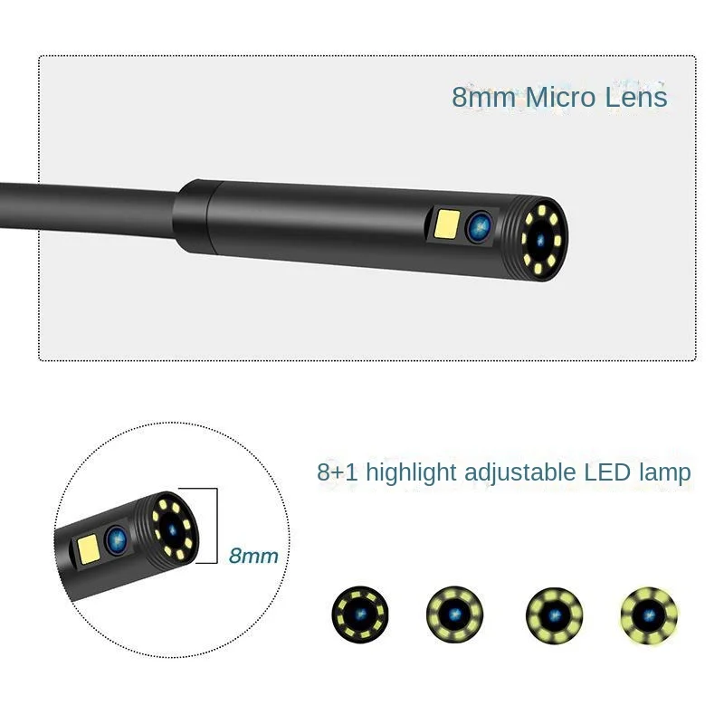 HD 4.3-Inch Industrial Camera with Screen 8mm Dual Lens Pipe Camera Detector Water Pipe Endoscope