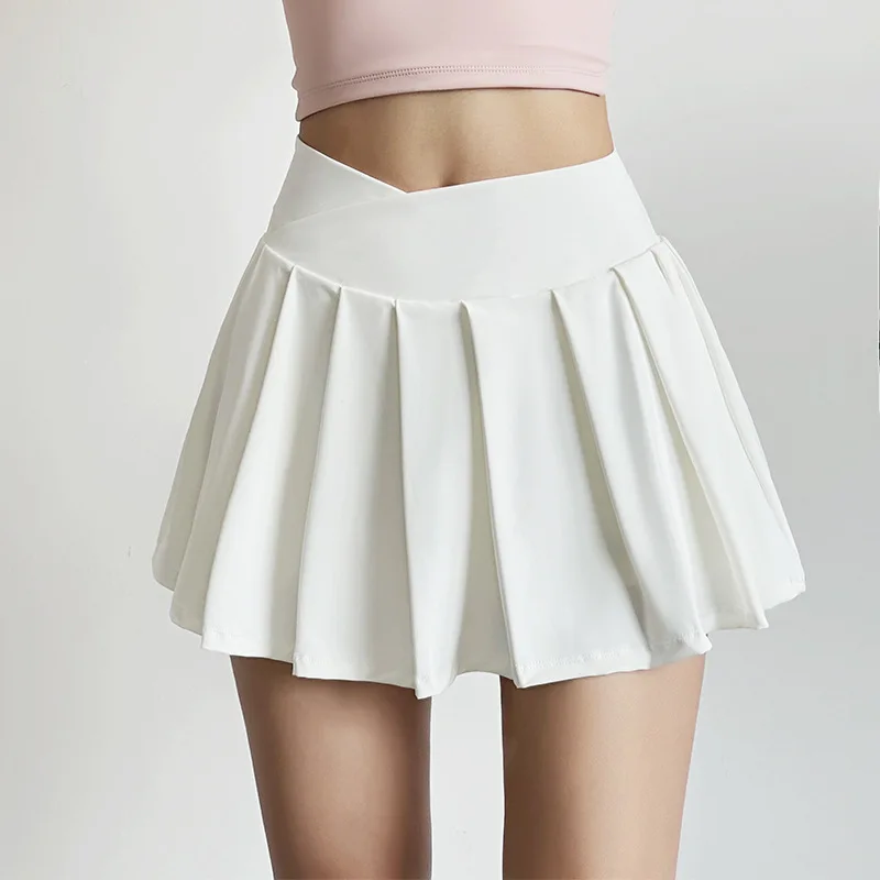 Nice Sports Short Skirt Women Summer Anti-walk Yoga Pants Running Fitness Clothes Quick Dry Breathable High Waist Pleated Skirt