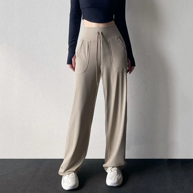 Yoga Wide Leg Pants for Women, New Straight Leg High Waisted and Loose Fit, Slimming and Floor Hugging Casual Sports Pants