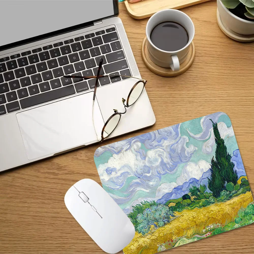 Van Gogh Almond Blossom Mouse Pad Non-Slip Desk Mat Office Home Oil Painting Style Mouse Carpet Rubber Base Desktop Pad maouse