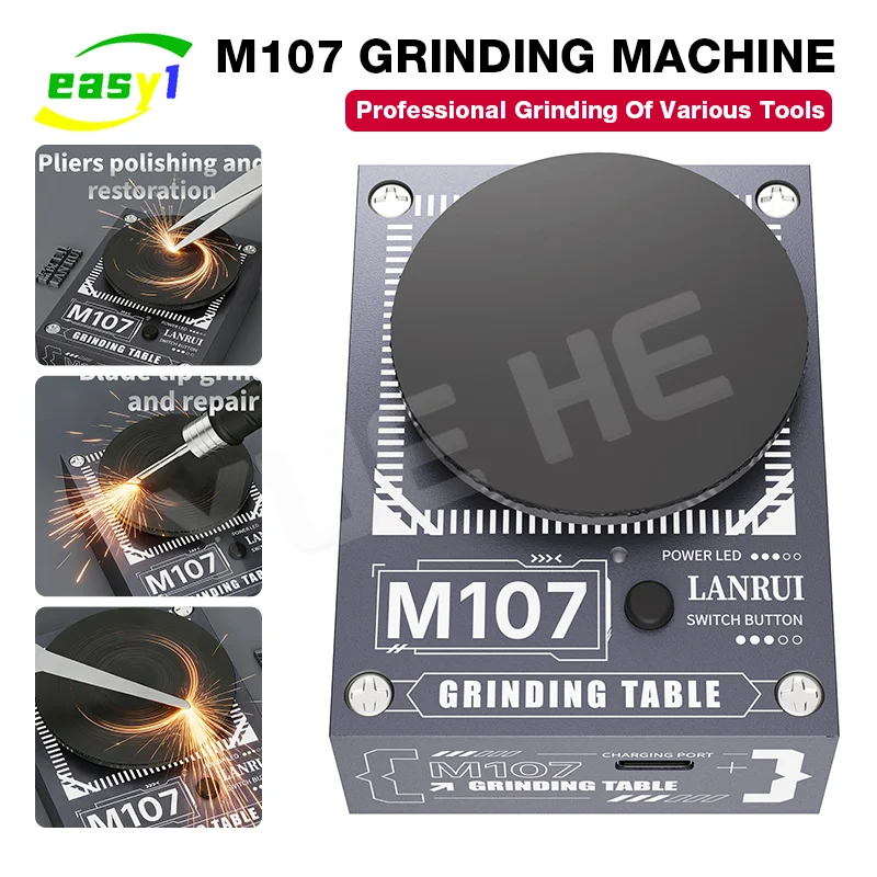Lanrui M107 Mini Portable Grinding Machine 6-Speed Adjustable Type-C Charging - Polishing & Repairing Tool for Tweezers & Blades