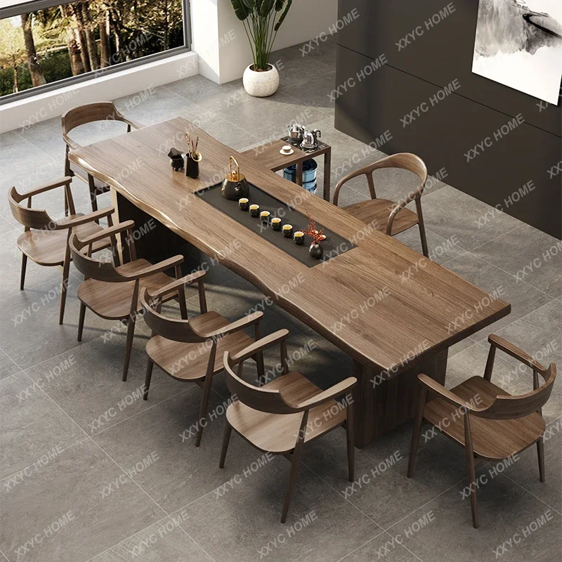 

Solid wood tea table integrated combination modern simple new Chinese office kung fu zen large board tea table