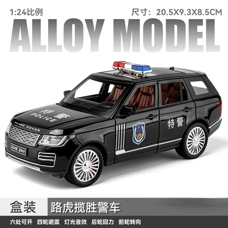 

1:24 Land Rover Range Rover police car Diecast Metal Alloy Model car Sound Light Pull Back Collection Kids Toy Gifts A631