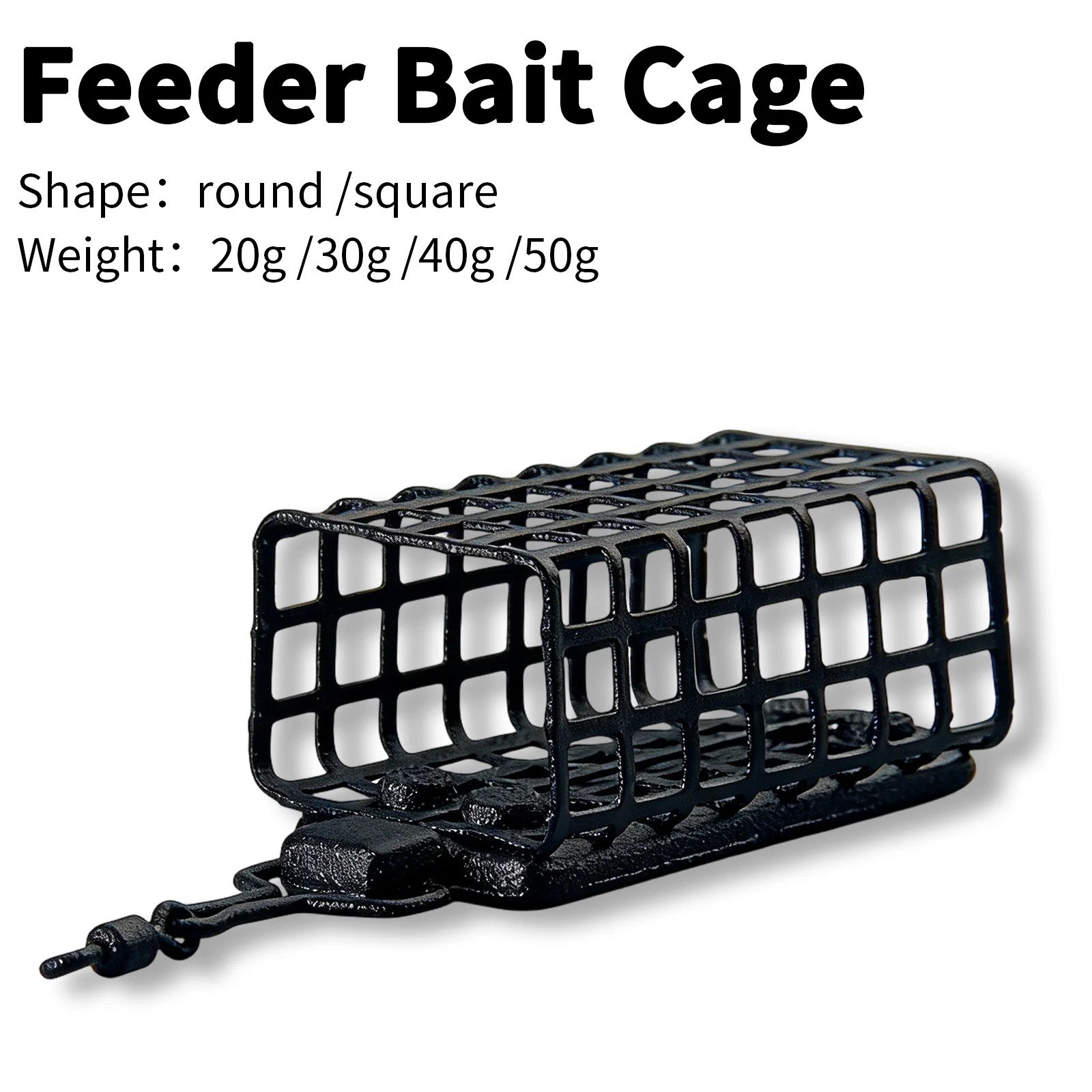 3-teiliger Runder und Quadratischer Fischfutterkorb aus Edelstahl, Köderkorb 20g/30g/40g/50g, Karpfenangel-Zubehör
