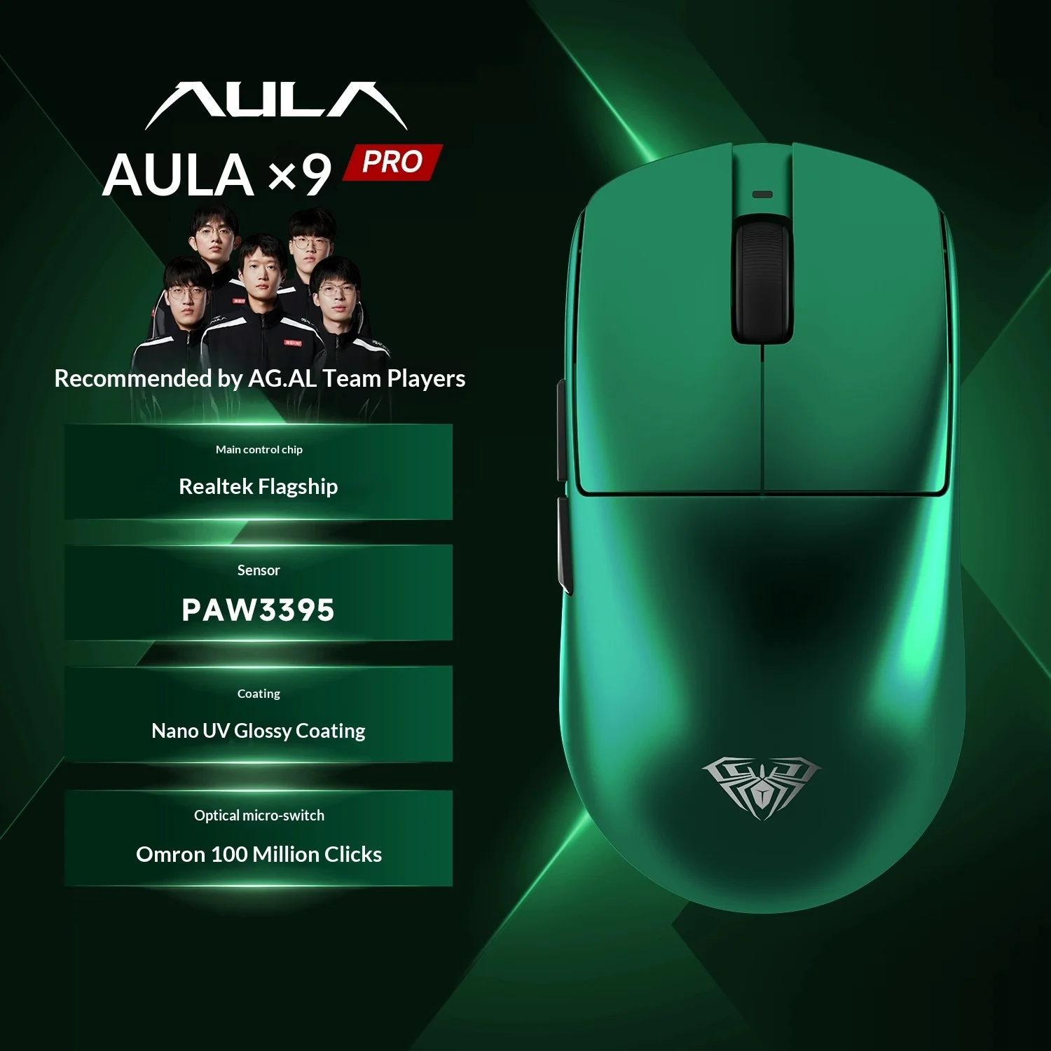 AULA X9 Max Ultra Wireless Gaming Mouse Tri Mode Dual 8KHz 500mAh Lightweight PAW3950 Ergonomic Esports Mouse Gaming Accessories