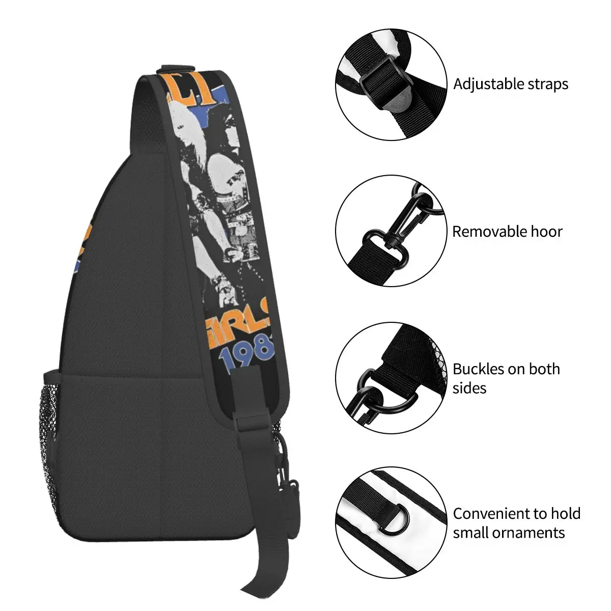 2024 Hot Sale-Motley-Crued Rock Band '87 Tour Small Sling Bag Chest Crossbody Shoulder Sling Backpack Daypacks Men Women Satchel