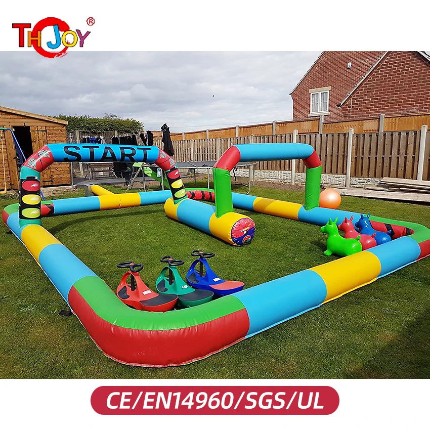 free Air Shipping, 8x6m/26ftx20ft outdoor sports game inflatable race track,inflatable air racing track,inflatable go kart track