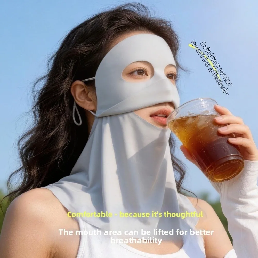 

UPF100+ Sunscreen Face Mask Running & Cycling Breathable UV Protection Face Cover Facial Shoulder/Neck Protection