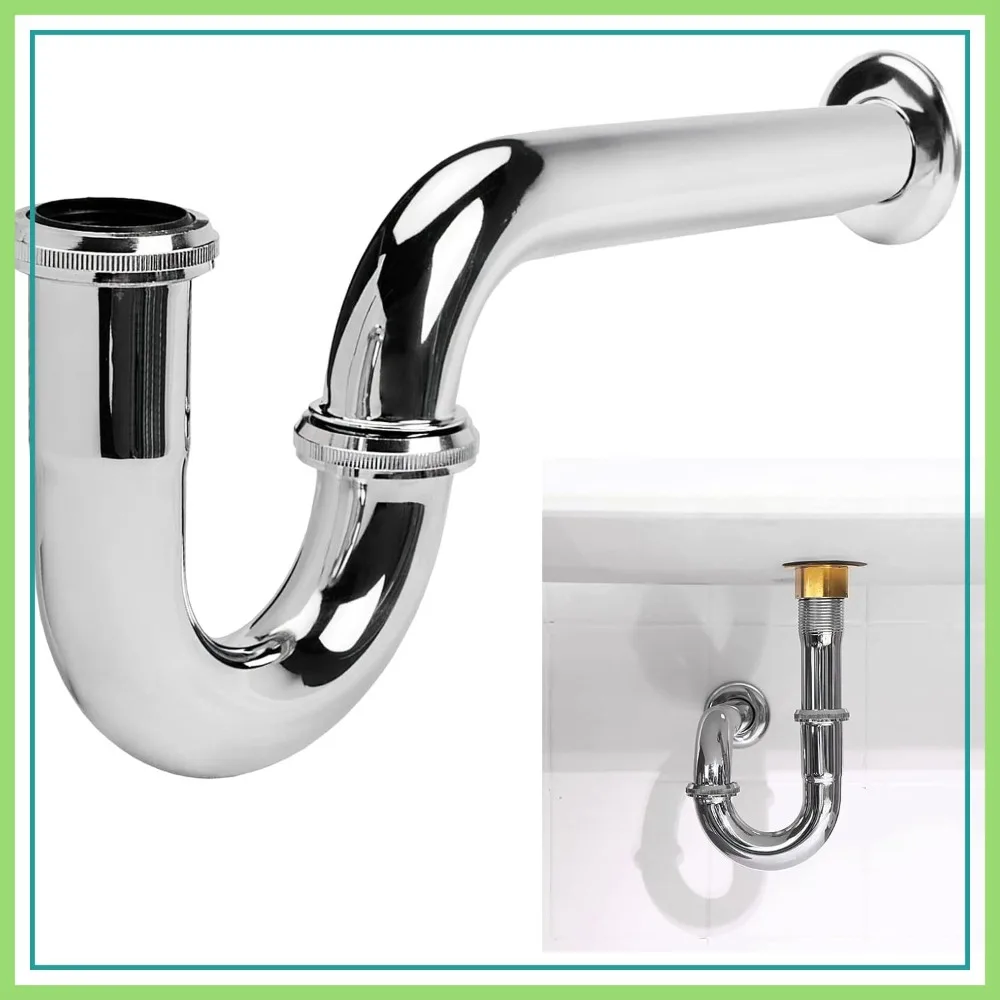 

Stainless Steel P-Trap 1 1/4 Inch Bathroom Sink Waste Trap with Reducing Washer, Chrome Finish