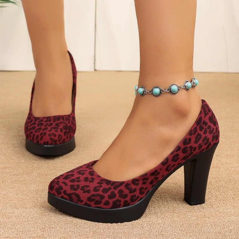Leopardenmuster High Heels mit Eleganz und Komfort für die Füße 2026 Neue Sexy Plateau-Blockabsatz-Pumps