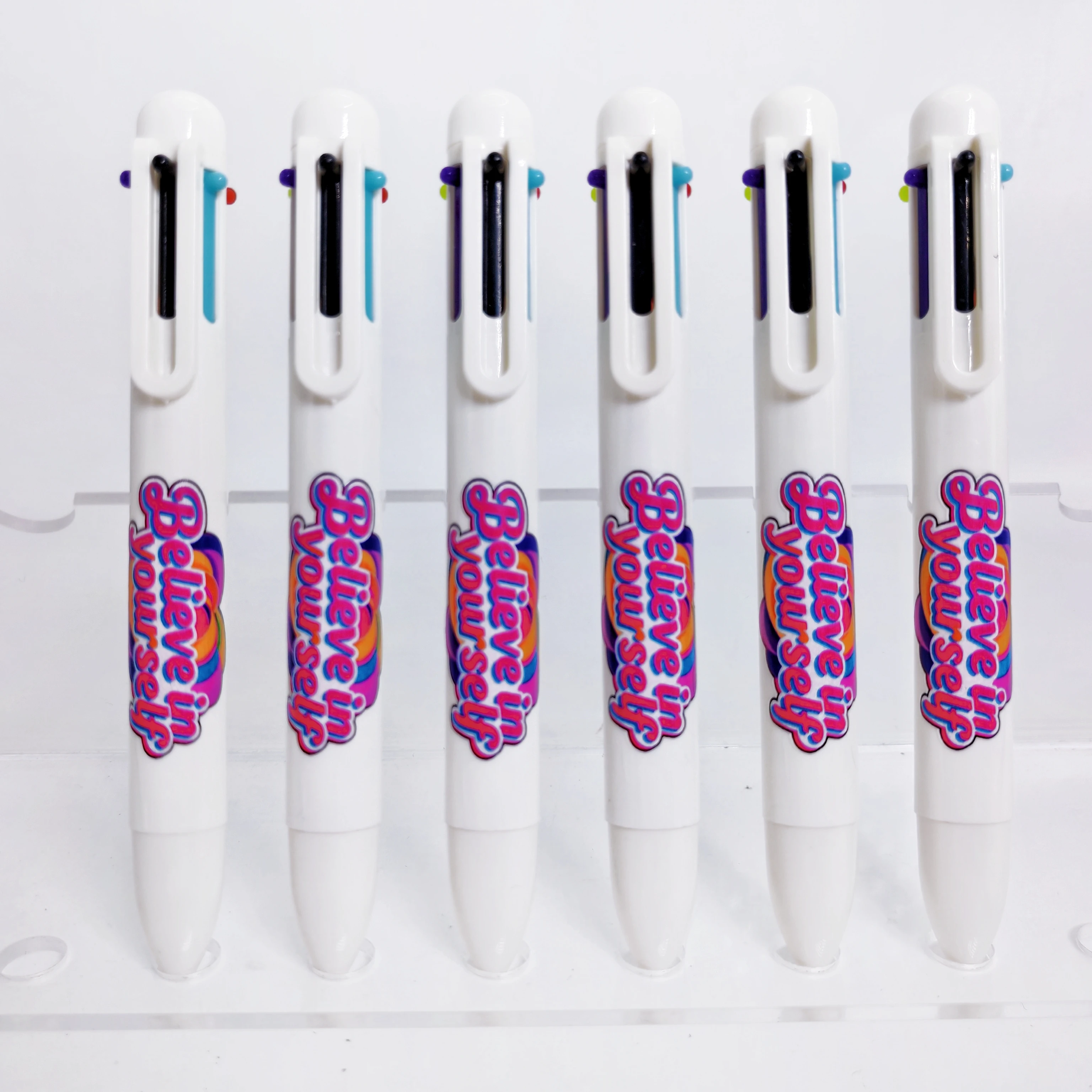 

6PCS/12PCS Believe in yourself Inspirational slogan six-color pen, inspirational phrase six-in-one ballpoint pen, mark key multi