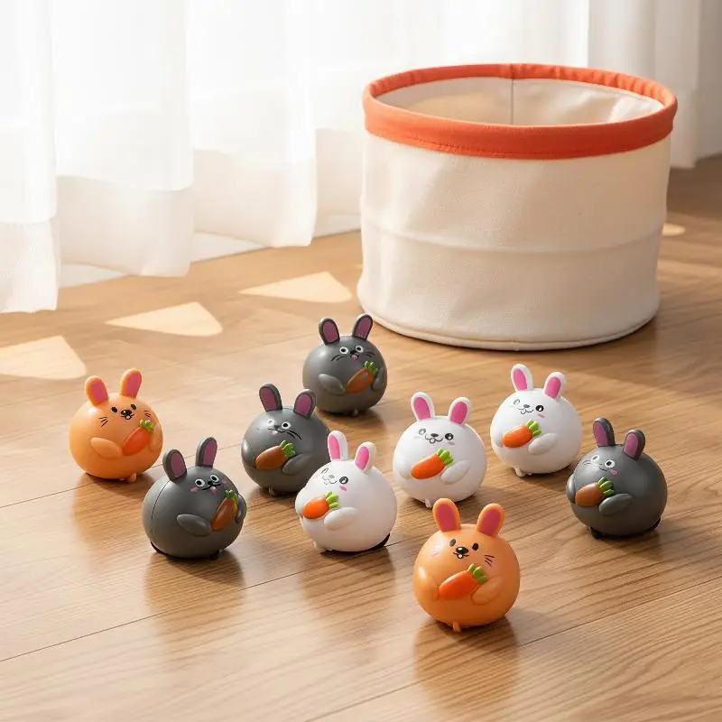 5Pcs Mini Carrot Rabbit Pull‑Back Car Toys Kids Cartoon Vehicle For Happy Easter Baby Shower Birthday Party Gift Accessories