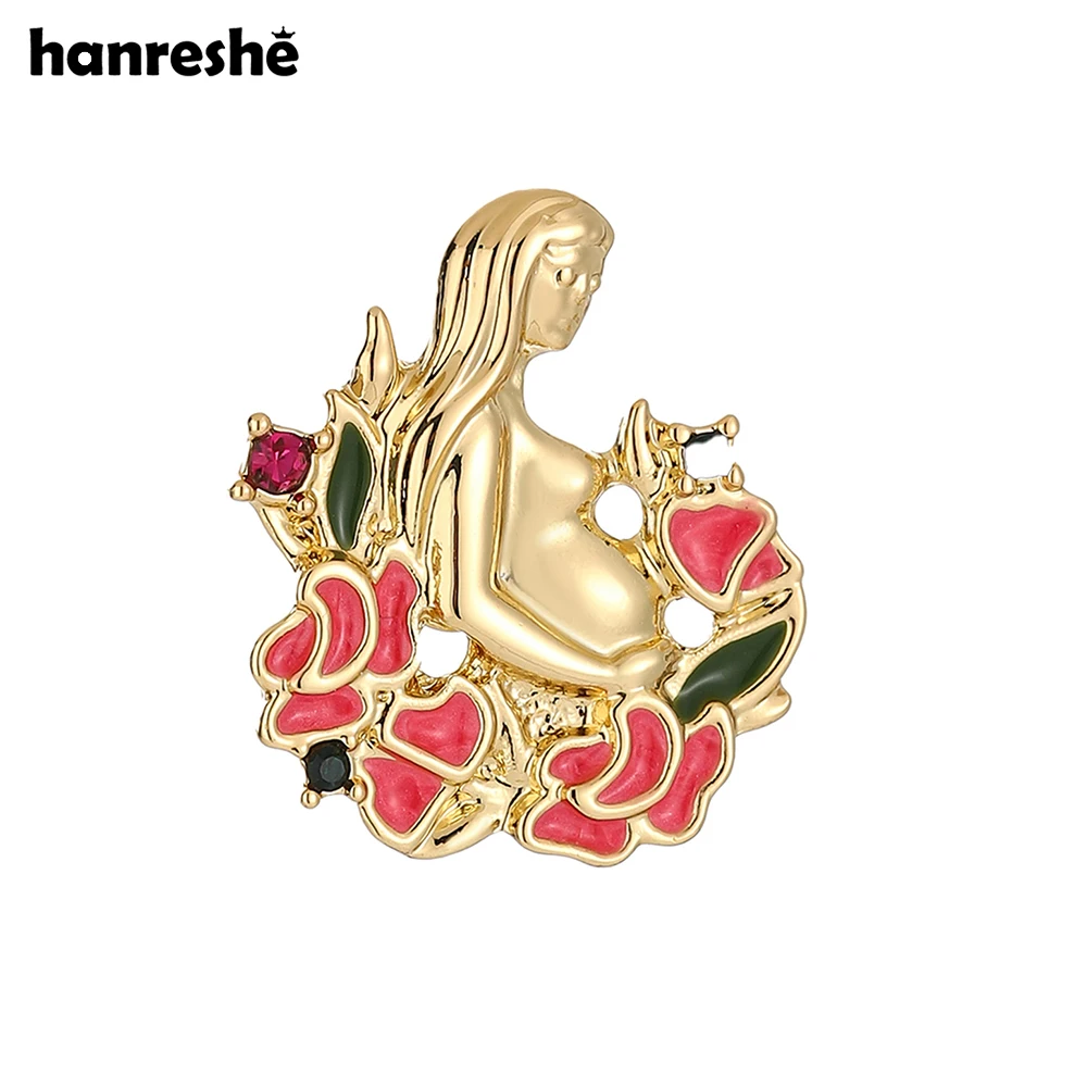 Hanreshe Pregnant Woman and Flower Enamel Pin Medical Obstetrics and Gynecology Brooch Maternal Love Badge for Doctor and Mother