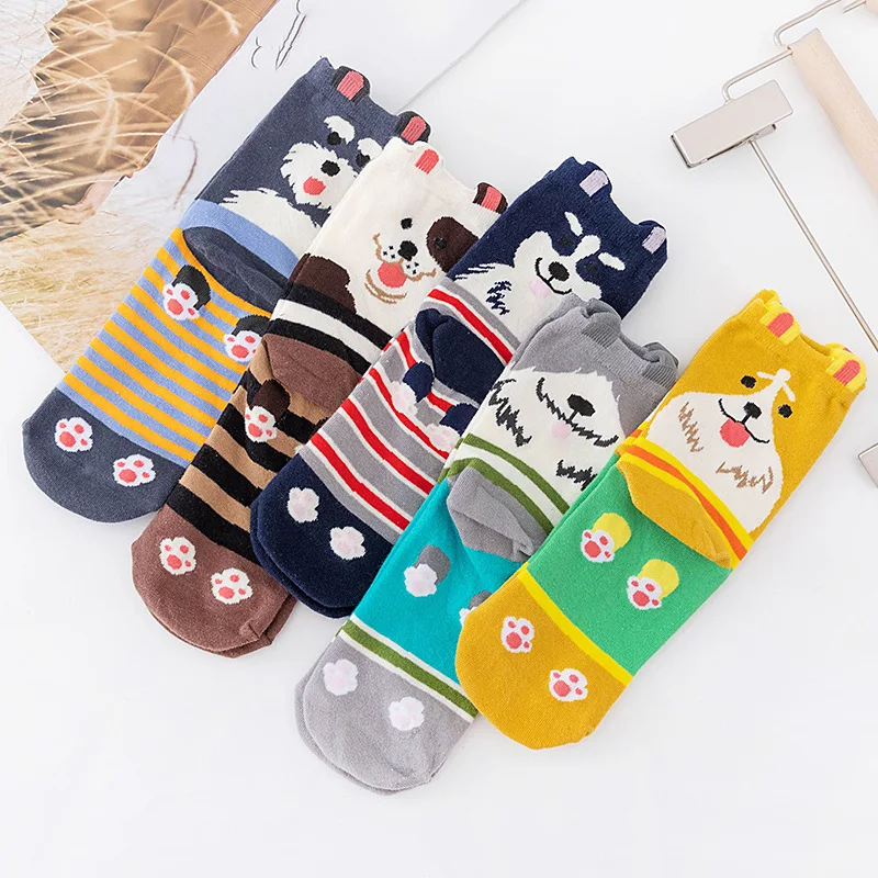 

25 Pattern Cartoon Lovely Dogs Socks For Women Funny Skateboard Casual Cotton Hipster Girls Dress Cute Sox Gift Spring Summer