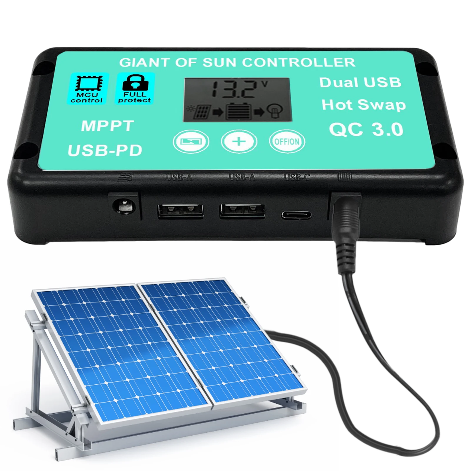 Regolatore di carica solare 24V 12V 10/regolatore di batteria del pannello solare muslimex doppio Display LCD USB 5V regolatore di carica solare